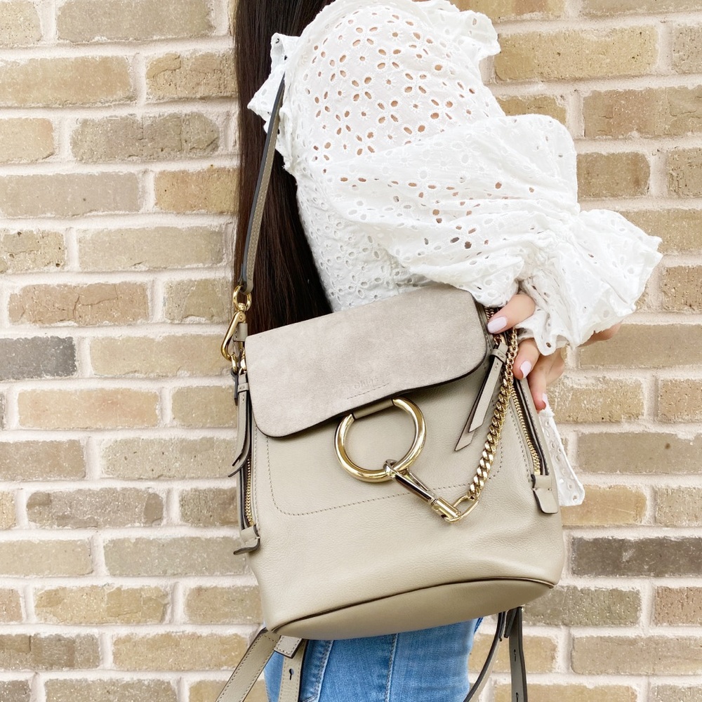 SOLD 😭 Chloe Faye Backpack Grey Suede Leather - Picture 3 of 8